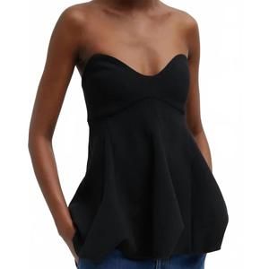 NEW TIBI melee crepe strapless top in black